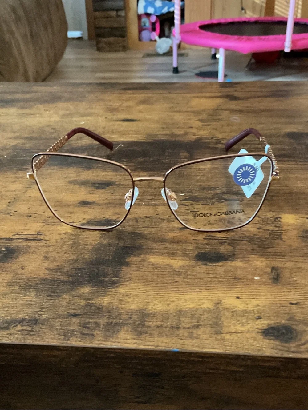 Dolce & Gabbana Women's Rose Gold and Burgundy Metal Frame Glasses